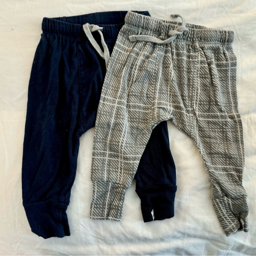 HonestBaby Joggers x2 | Grey Plaid + Navy | 0-3mos